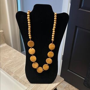 Boho Wooden Bead Necklace 28”